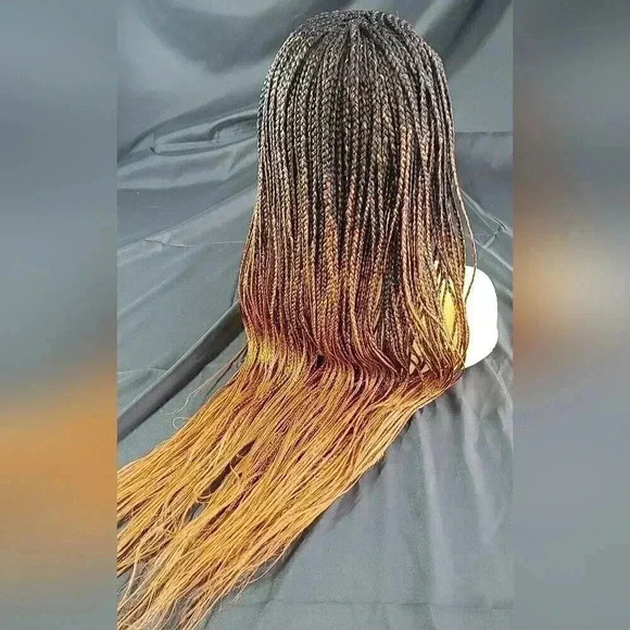 🔥 Auburn Ombre Box Braids Wig w/Lace | Premium Synthetic | Heat Resistant - Picture 4 of 15